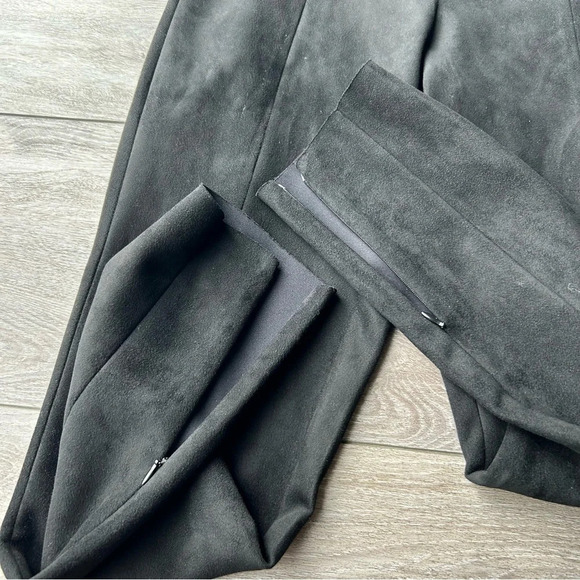 Zara Black Faux Suede Leather  Zip Ankle Pants - Picture 8 of 12